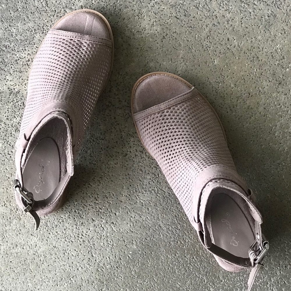 Qupid Doria Taupe Perforated Heeled Mule - Picture 7 of 8